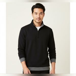 Alfani Mens Regular-Fit Sweatshirt Solid 1/4-Zip Deep Black